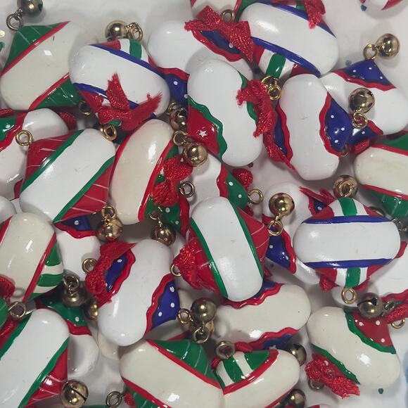 Christmas Ornaments Beads Snowflakes Santa Gingerbread Man Glass Crafting Pieces - Picture 7 of 9